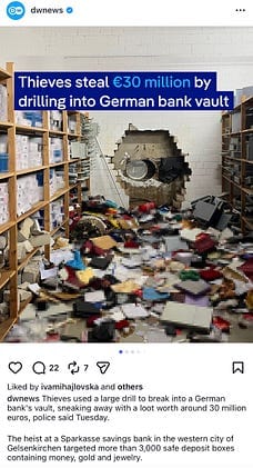 Thieves Execute $30 Million Bank Heist in Germany Using Drilling Machine