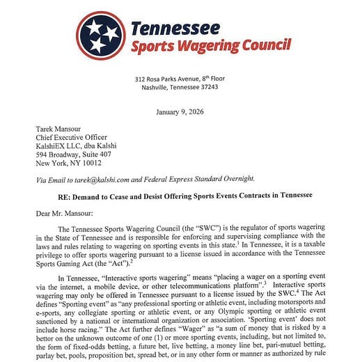 Tennessee Stops Sports Betting Activities of Kalshi, Polymarket, and Crypto.com